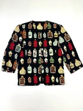 True Vintage silk jacket Small Petite Asian Ginger Jar print